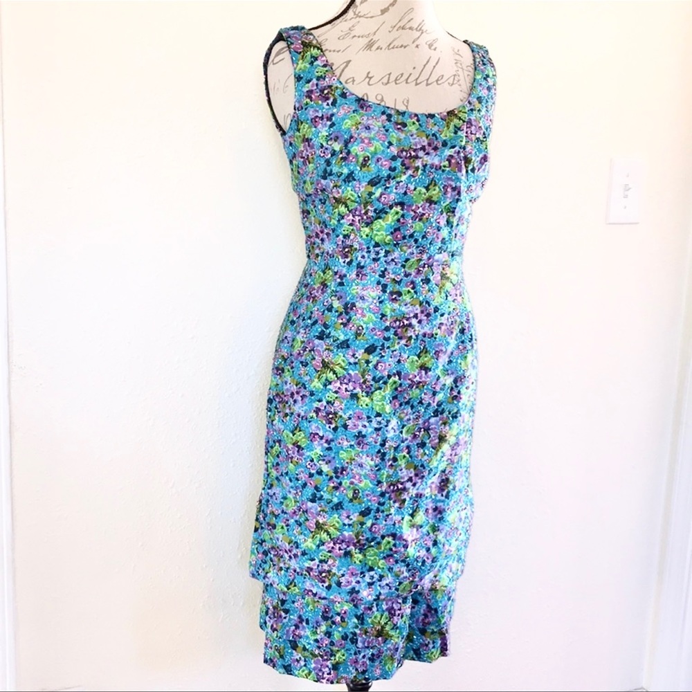 VICTORIA ROYAL LTD | 💙 VINTAGE 60s Beaded Tiered Sleeveless Cocktail Dress
